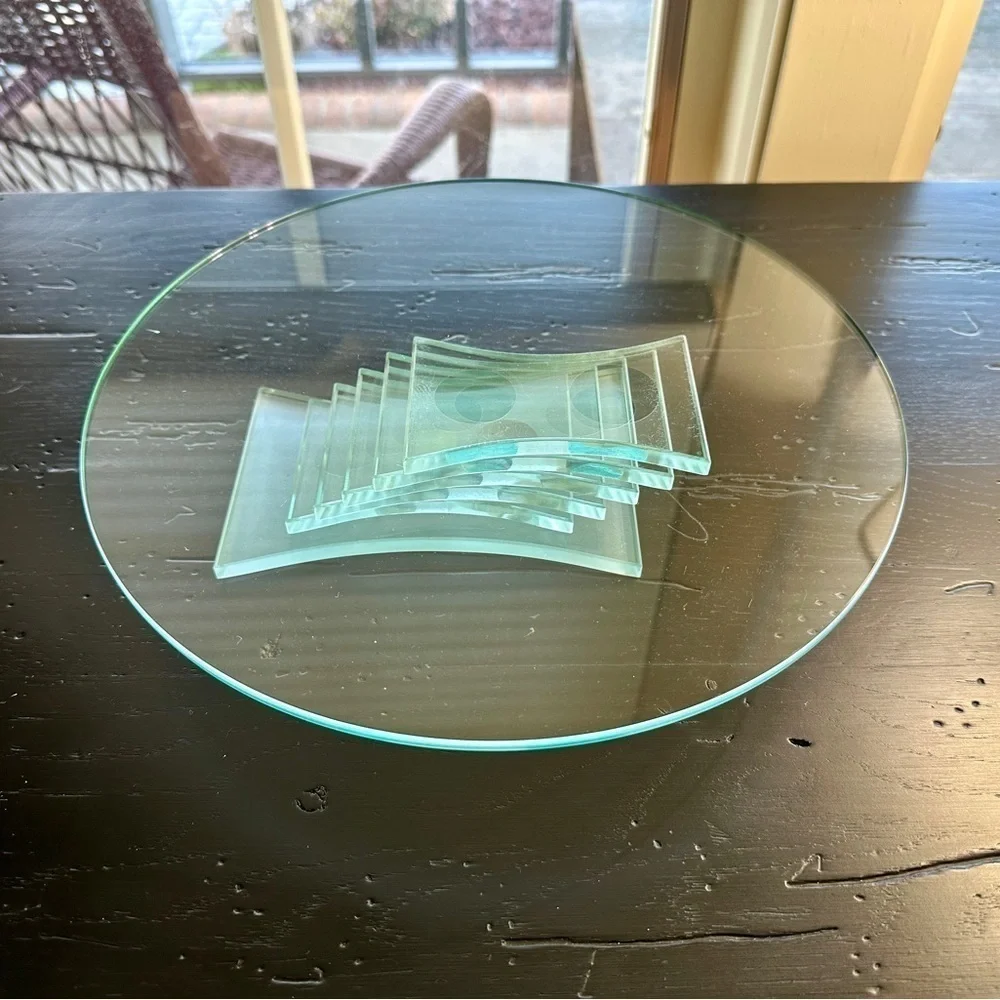 PARTYLITE, RETIRED, 3-WICK GLASS CANDLE HOLDER WITH GLASS STEP PEDESTAL.